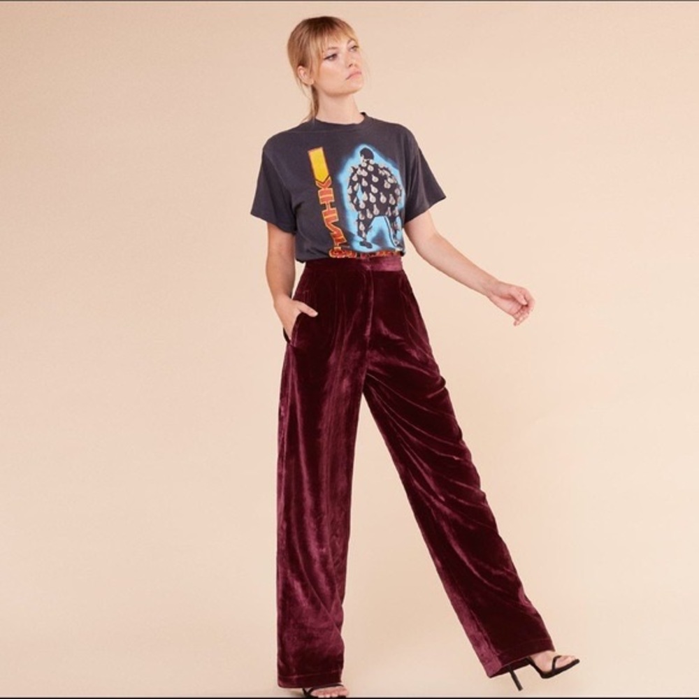 Reformation red velvet Jones pant